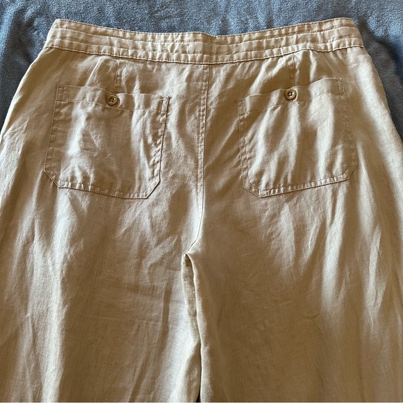 Lauren Ralph Lauren Wide-Leg Tan Linen Pants Size 12 - Picture 12 of 14